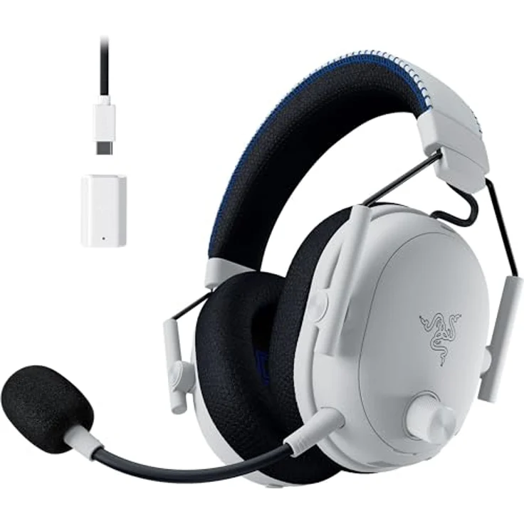 Razer BlackShark V3 Pro, Kabelloses E-Sport-Headset mit ANC, Triforce 50mm Treiber, THX Spatial Audio, HyperSpeed 2,4 GHz für PS5/PC | Weiß – Bild 1