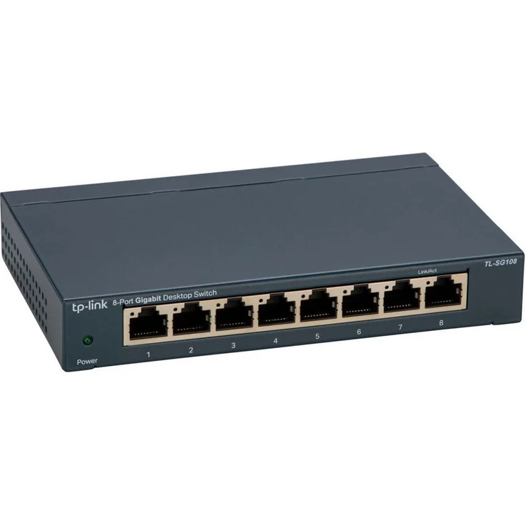 TP-Link TL-SG108, 8-Port Gigabit Netzwerk-Switch mit Plug-and-Play, Metallgehäuse und geräuschlosem Design