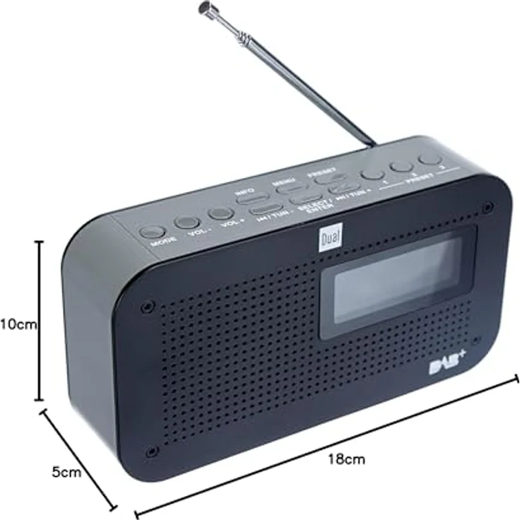 Dual DAB 71 Portables Digitalradio (UKW-DAB+ Tuner, Senderspeicherfunktion, LC-Display, Netz- oder Batteriebetrieb) Schwarz – Bild 9