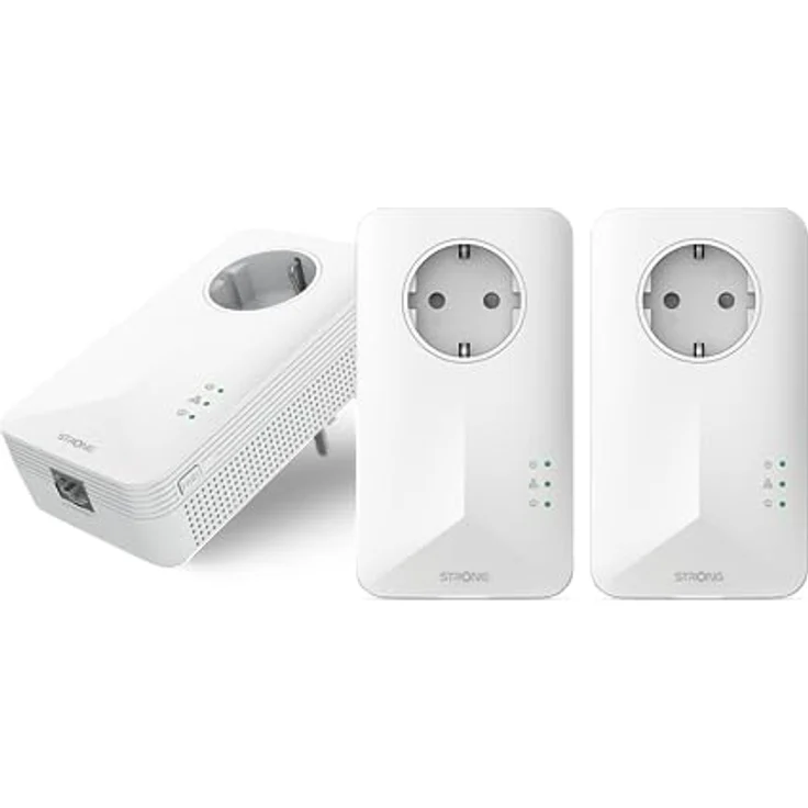 STRONG Powerline 1000 Triple Pack, PowerLAN-Adapter Set mit 3 Stück, 100 Mbit/s, Hochgeschwindigkeits-Netzwerk für das ganze Haus, Ethernet LAN Anschluss, Internetverbindung über Steckdose – Bild 2