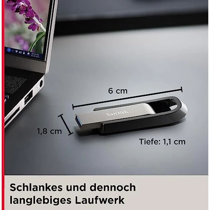 SANDISK 128GB Extreme Go (USB 3.2) 395MB-s (SDCZ810-128G-G46) – Bild 2