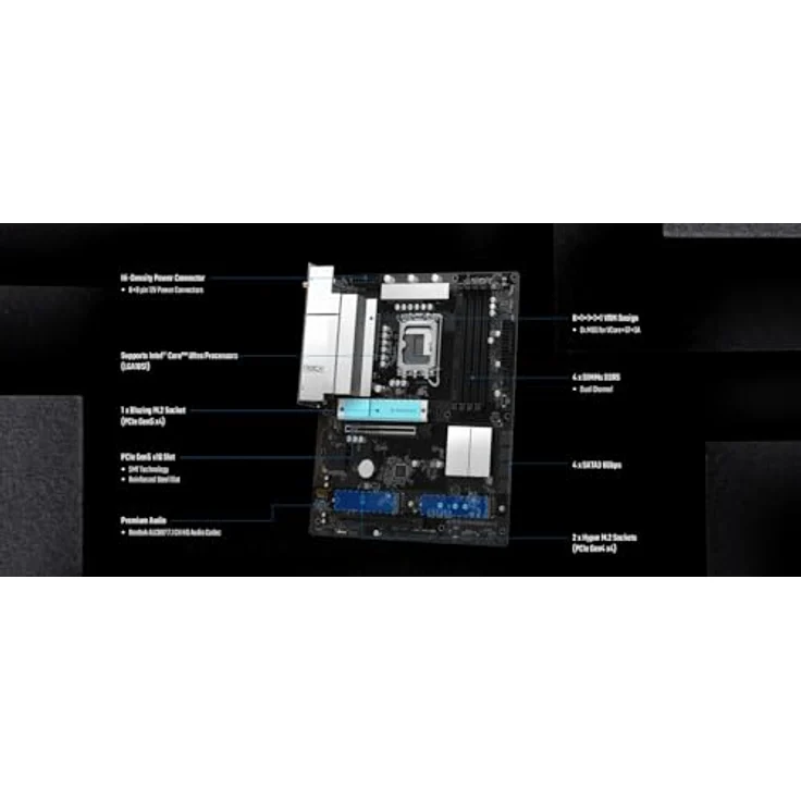 ASRock B860 Rock WiFi 7 ATX Motherboard, Unterstützung für Intel Core Ultra Prozessoren (LGA1851), DDR5 8666+ (OC), PCIe 5.0, integriertes WiFi 7 und 2.5G LAN – Bild 5