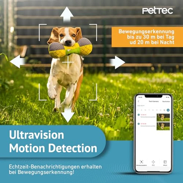 PETTEC PetCam Free'n 360 4G LTE Überwachungskamera - Outdoorkamera 3MP Ultravision, Bewegungserkennung, 20m Nachtsicht IP65 Flutlicht Sirene, Akku & Pan&Tilt Funktion – Bild 5