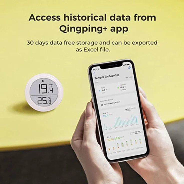 Qingping Thermometer Hygrometer Sensor funktioniert mit HomeKit (funktioniert nur mit iOS) über Thread oder Bluetooth, kabellosem Innentemperatur- und Feuchtigkeitsmonitor mit E-Ink-Display – Bild 5