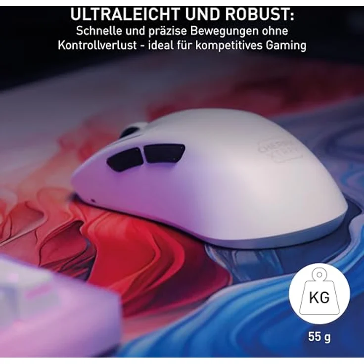 CHERRY XTRFY M64 Wireless Gaming-Maus, 2,4 GHz Funk, esports-optimiert, Ultraleicht, Ergonomisch (Weiß) – Bild 5