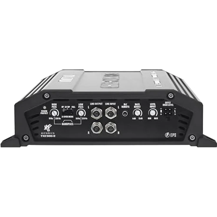 Hifonics TITAN EVO TXE500/2, Analog 2-Kanal Verstärker mit 250 W RMS, grau gebürsteter Aluminium-Kühlkörper und beleuchtetem Logo in Blau oder Weiß – Bild 3