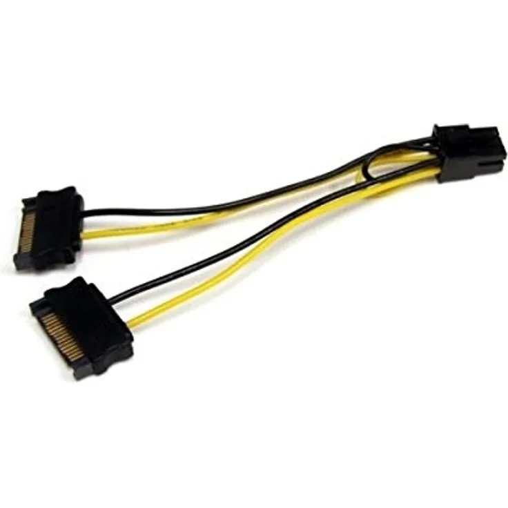 StarTech.com SATPCIEXADAP - SATA to 6 Pin PCIe Adapter, 6 inch SATA Power to 6-pin PCI-Express Graphics Card Power Adapter, Black