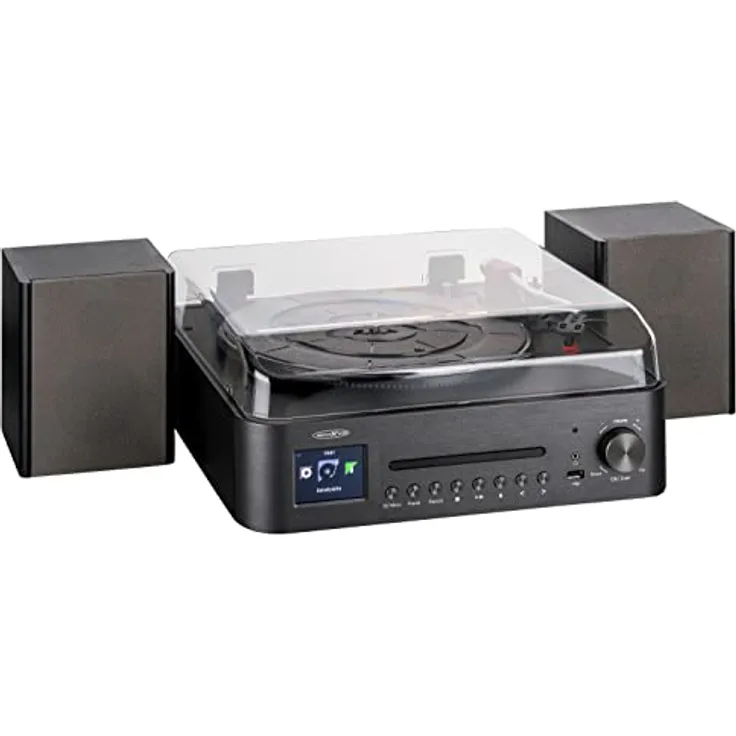 Reflexion HIF-2080 Musikanlage mit Internet- und DAB-Radio und Plattenspieler (DAB+, CD / MP3-Player, Bluetooth, USB, SD, AUX-In, Encoding, 160 Watt, Kopfhöreranschluss), anthrazit