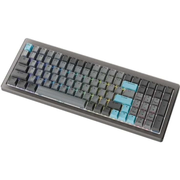 Ducky Cushion 98, 96% Gaming-Tastatur mit Shush Red Switches, RGB, US-Layout, Nickel, Hot-Swap, 2,4 GHz/Bluetooth/USB-C – Bild 3