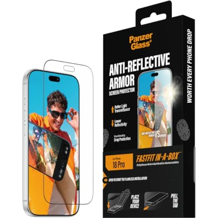PanzerGlass Anti-reflective Armor Screen Protector für Apple iPhone 18 Pro, mit Drop Protection und FASTFIT IN-A-BOX – Bild 6