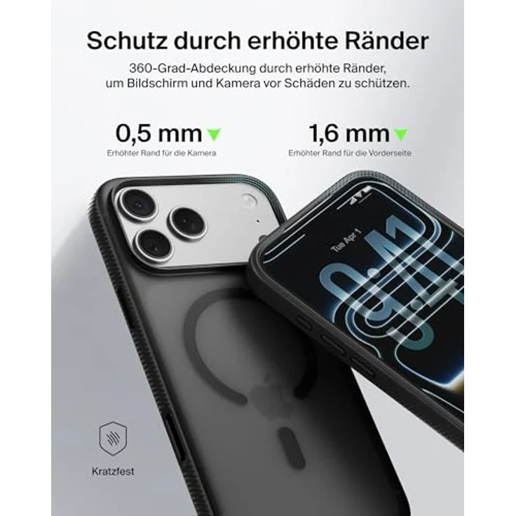 Belkin SheerForce Grip, Schutzhülle für iPhone 17 Pro in Schwarz, Stoßschutz bis 2 m, integrierte Kamerasteuerung – Bild 6