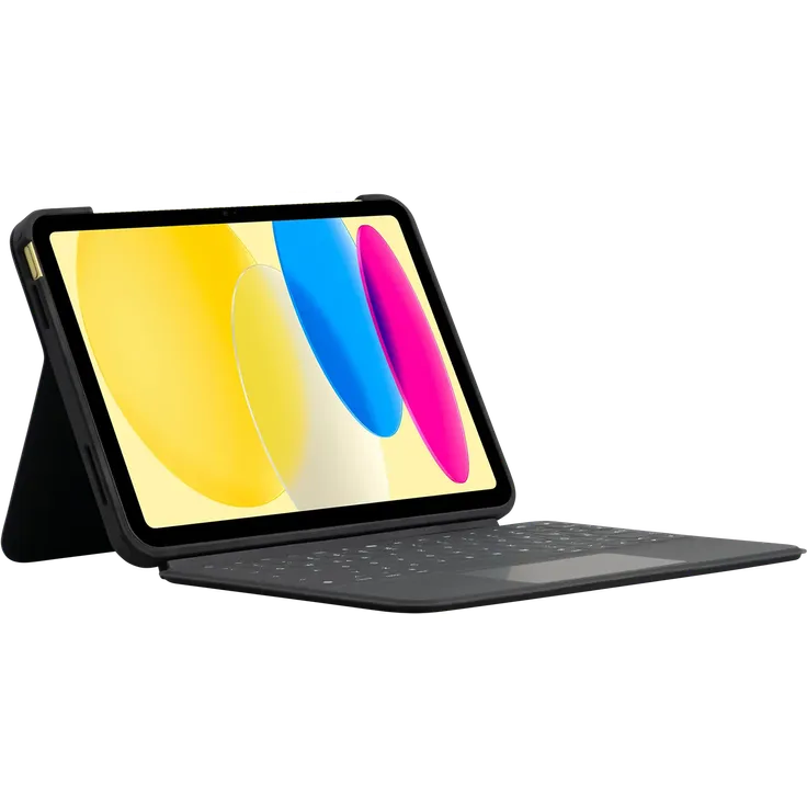 Shockguard Keyboard Folio Protect für iPad 10. Gen, spritzwassergeschützte Tastatur mit Smart Connector, schwarz
