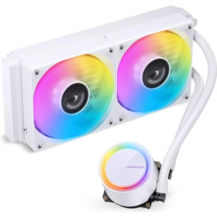 Jonsbo TG-240W, All-in-One-Wasserkühlung in Weiß mit 240-mm-Radiator und RGB-Beleuchtung, kompatibel mit AMD und Intel