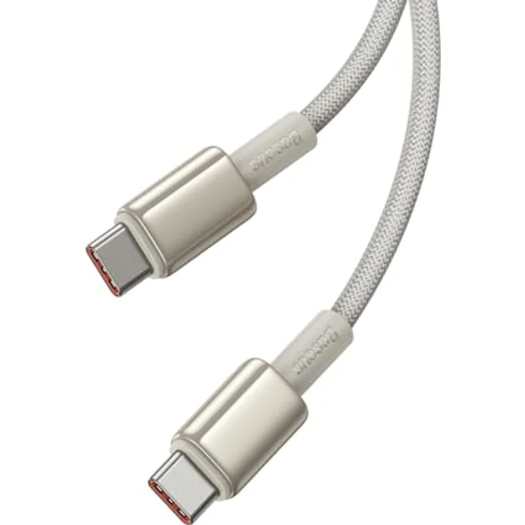 Baseus Tungsten Gold USB-C Ladekabel, 100 W, 1 m, hohe Datenübertragungsgeschwindigkeit bis 480 Mbit/s, gold – Bild 2