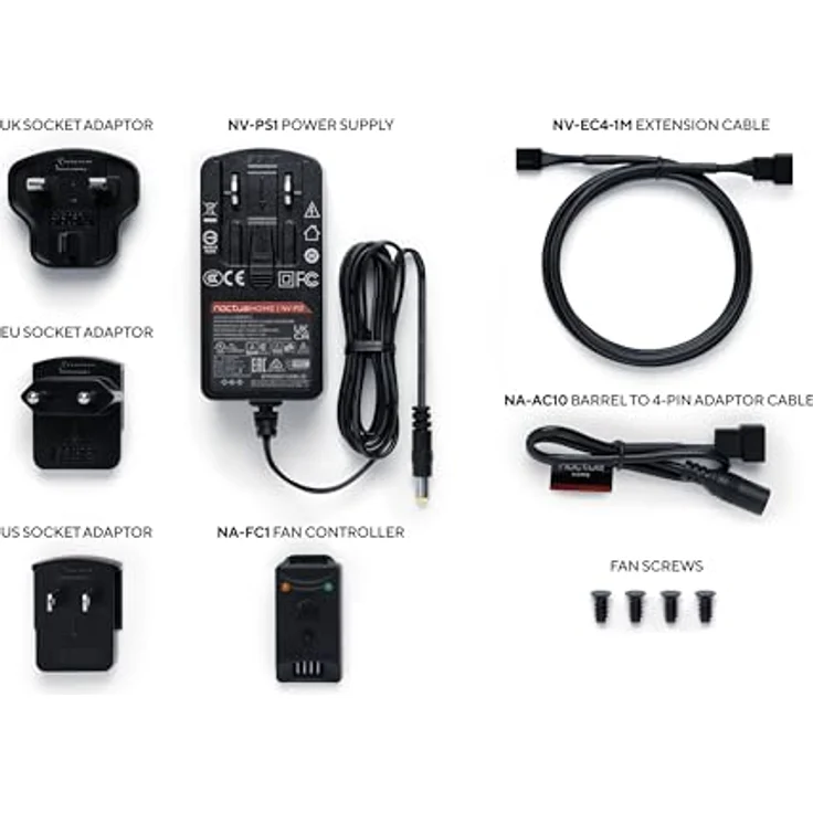 Noctua NV-FS2, Gehäuselüfter-Set mit NF-A12x25 120mm Lüfter, Anti-Vibrations-Dichtlippe, Lüftergitter und Geschwindigkeitsregler (Schwarz) – Bild 2