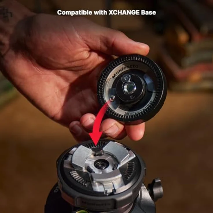 Manfrotto XCHANGE Plate, Schnellwechsel-Platte aus Aluminium mit 3/8" Schraube, kompatibel mit XCHANGE Base, für Foto, Video und Licht – Bild 2