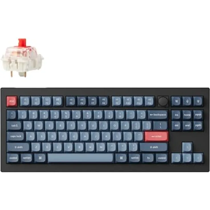 Keychron V3 Max TKL Custom Wireless Mechanische Tastatur, 2.4 GHz/Bluetooth/USB-C 3-Mode RGB, QMK/VIA Programmierbare Makros, Hot-Swap PBT Tastenkappen Gateron Jupiter Red