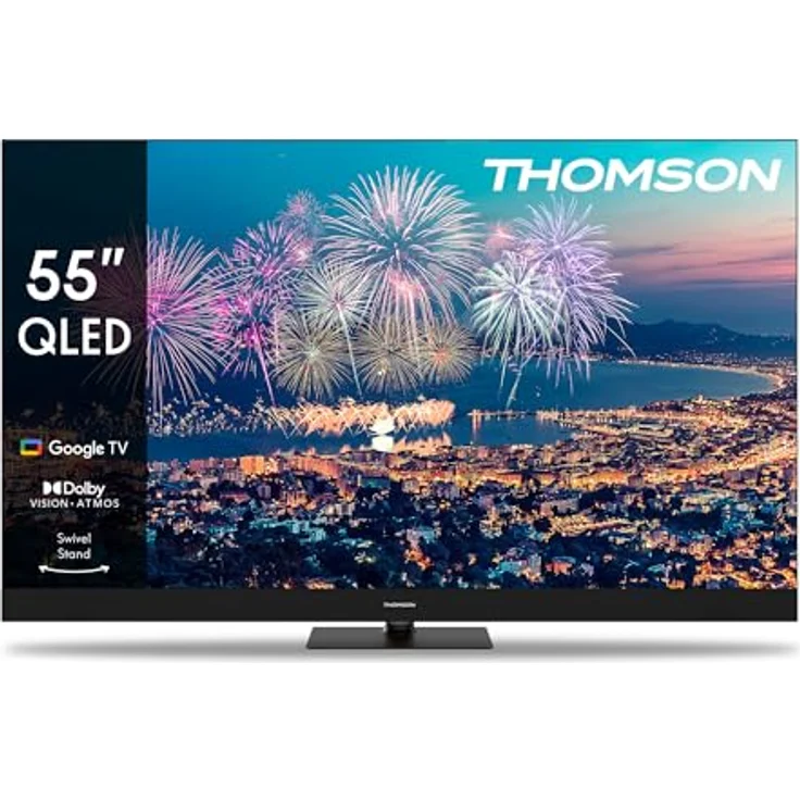 THOMSON QLEDTV 55", 139cm UHD, 60Hz, Google TV, HDR, Triple-Tuner, Schwarz – Bild 1