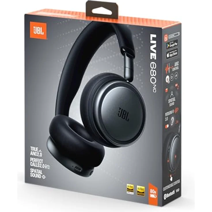 JBL LIVE 680NC, On-ear Kopfhörer mit Adaptive Noise-Cancelling, Bluetooth, schwarzes Design, 80 Stunden Akkulaufzeit – Bild 9