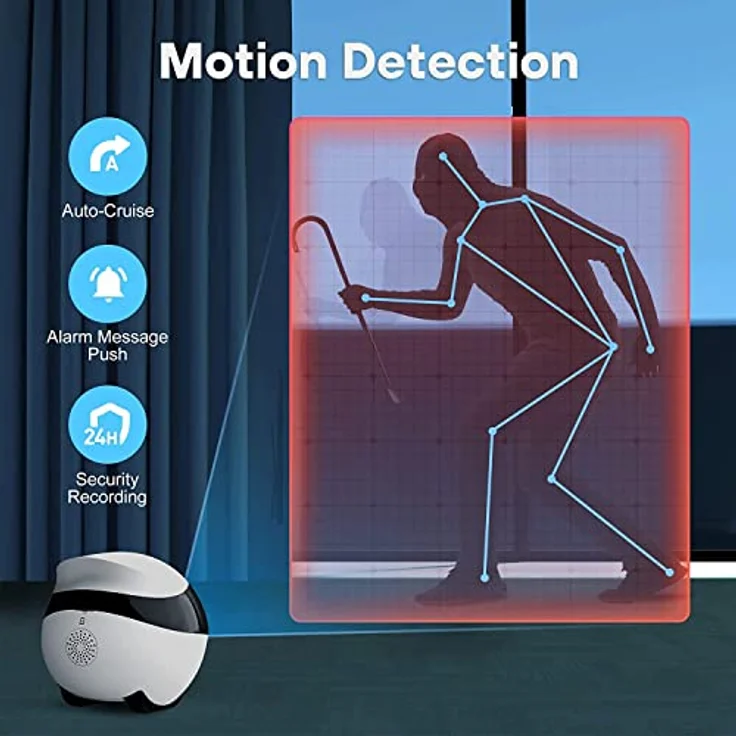 Enabot Kabellose Überwachungskamera Innen,1080P Heimtierkameras,Bewegliche Selbstaufladende Dome Kamera,WLAN IP mit 2-Wege-Audio,IR-Nachtsicht, Automatische Kreuzfahrt,Fernzugriff,SD-Kartenslot – Bild 5