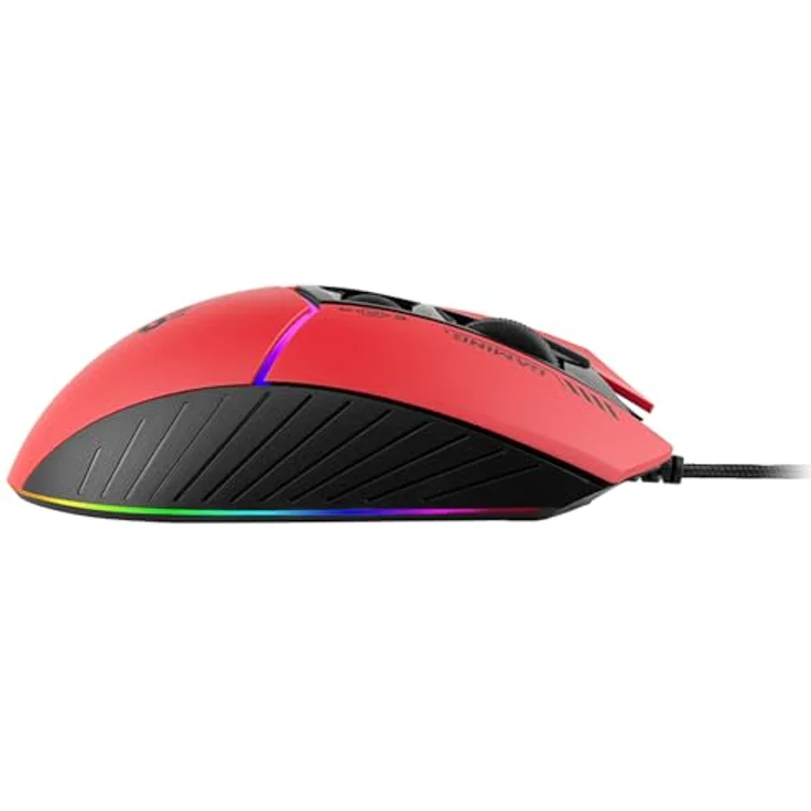A4tech W95Max Sports Gaming Maus, Optische Kabelgebundene Gaming-Maus, USB 12 000 CPI, 8000 FPS, 250 IPS, 35G, 2000 Hz Ultrapolling (Schwarz/rot) – Bild 3