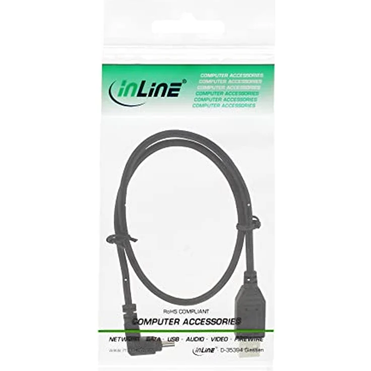 InLine - USB-Kabel - USB (M) gerade bis Mini-USB, Typ B (M) gewinkelt - USB2.0 - 50cm - Schwarz (34105) – Bild 3