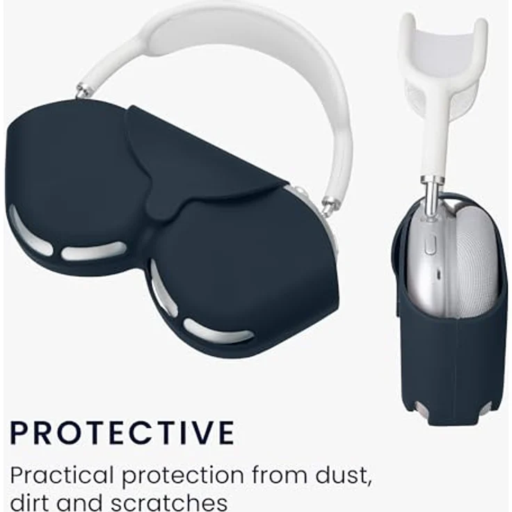 kwmobile Apple AirPods Max Case - Kopfhörer Tasche Etui aus Silikon - Schutzcover in Dunkler Schiefer – Bild 4