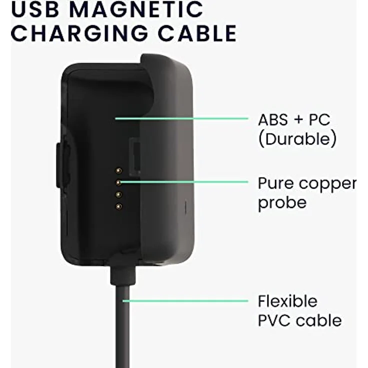 kwmobile Smartwatch Ladekabel für AfterShokz Xtrainerz AS700 / OpenSwim S700, USB Aufladekabel in Schwarz, 100 cm lang, ideal als Ersatz- und Reiseladekabel – Bild 4