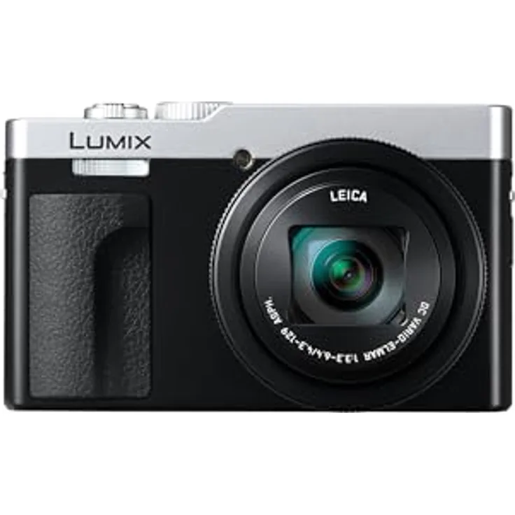 Panasonic LUMIX DC-TZ99E-S Kompakte Travel Zoom Kamera, Leica DC-Objektiv, 30-facher Zoom, 24-720mm, 20,3 MP, OIS, 4K 30p Video, 7,6cm klappbarer Monitor, WLAN, Bluetooth, Silber