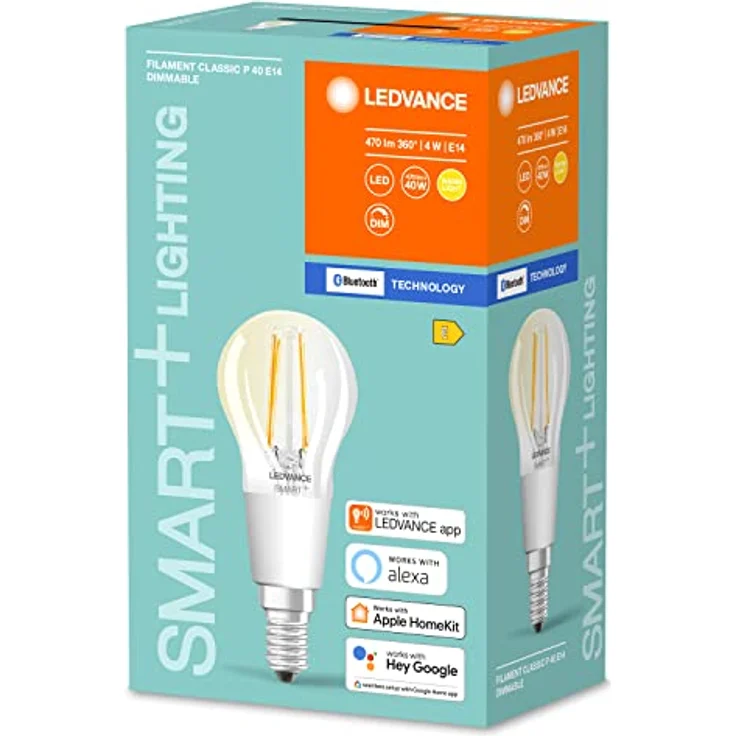 LEDVANCE Bluetooth SMART+ Classic P Lampe dimmbar (ex 40W) 4W - 2700K Warmweiß E14 – Bild 3