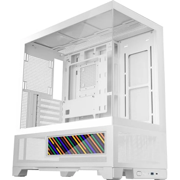 Mars Gaming MCLCDXW, Midi Tower PC, Weiß, ATX, micro ATX, Mini-ITX, gehärtetes Glas, Gaming mit IPS Display und RGB Beleuchtung – Bild 9