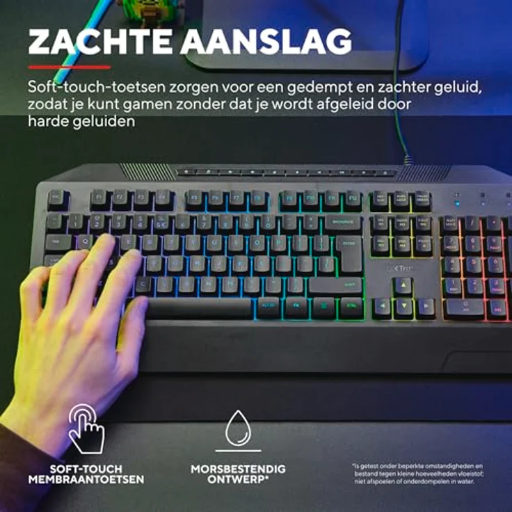 Trust Gaming GXT 836 Evocx Niederländisches QWERTY-Layout Gaming Tastatur aus 78% recyceltem Kunststoff – Bild 4