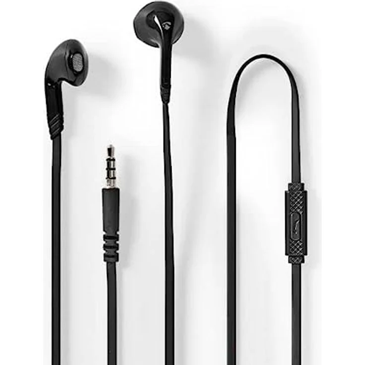 NEDIS Kopfhörer mit Kabel | 3.5 mm | Seillänge: 1.20 m | Eingebautes Mikro | Schwarz – Bild 1