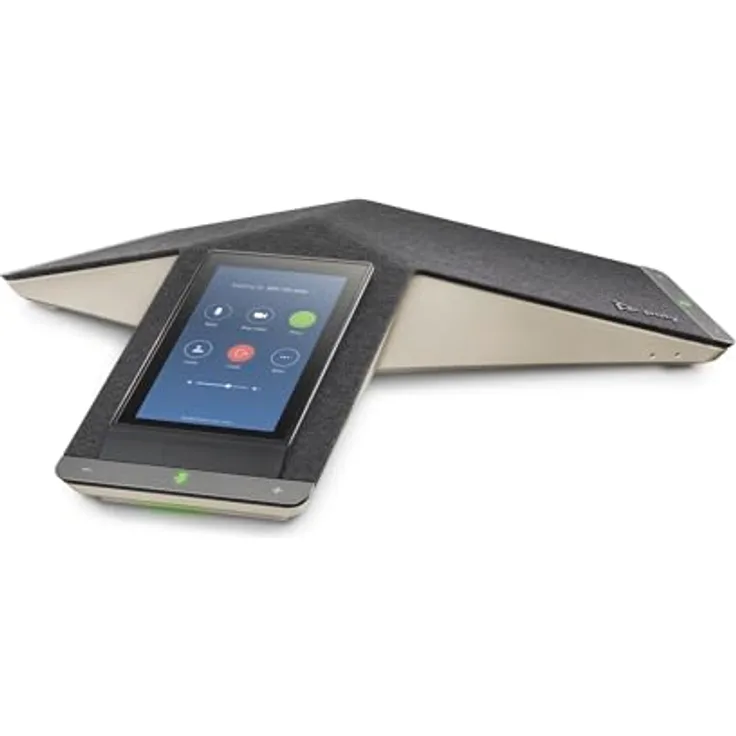 Poly Trio C60 Konferenztelefon, VoIP-Freisprechanlage mit LCD-Touch-Display, schwarz-silber