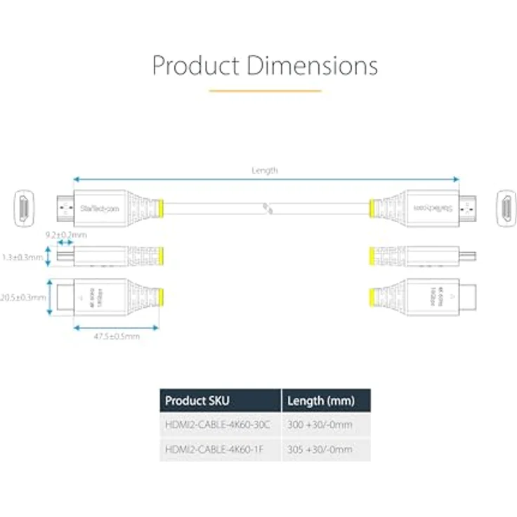 StarTech.com 30cm High Speed HDMI Kabel, 4K 60Hz/1440p 144Hz, 18Gbps, Schwarz, UHD HDMI 2.0 ARC Kabel für TV/Monitor/PC/Laptop – Bild 5