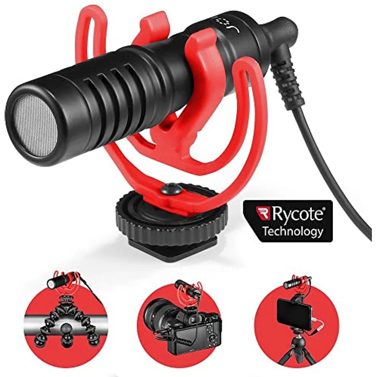 JOBY JB01643-BWW Wavo mobiles Kompaktmikrofon für Kamera-Zubehörschuh mit erschütterungsdämpfender Halterung von Rycote und Fell-Windschutz, für Smartphone, CSC, Camcorder, Mikrofon Handy, YouTube – Bild 1