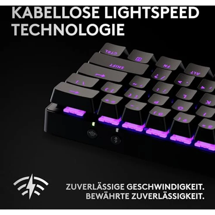 Logitech G PRO X 60 LIGHTSPEED kabellose Gaming-Tastatur, ultra-kompakte mechanische 60%-TKL-Tastatur, LIGHTSYNC RGB, Doubleshot-PBT-Tastenkappen, optische taktile, Windows PC, QWERTZ DE - Schwarz – Bild 3