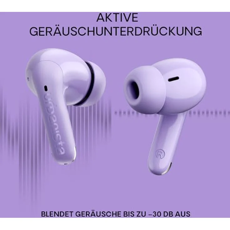 Urbanista Palermo, True Wireless Stereo Kopfhörer mit 32 Stunden Akku und aktiver Geräuschunterdrückung, Violett – Bild 2