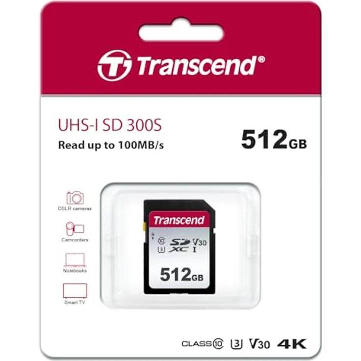 Transcend 512GB SDXC-SDHC 300S Speicherkarte TS512GSDC300S - bis zu 95 MBs lesen und 40 MBs schreiben – Bild 2