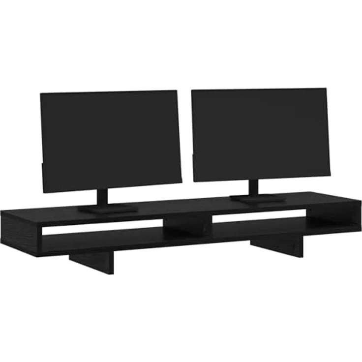 vidaXL Monitor-Halterung, moderner Monitorständer aus Holzwerkstoff, schwarz, 100 x 27 x 15 cm, 2 Regale – Bild 1