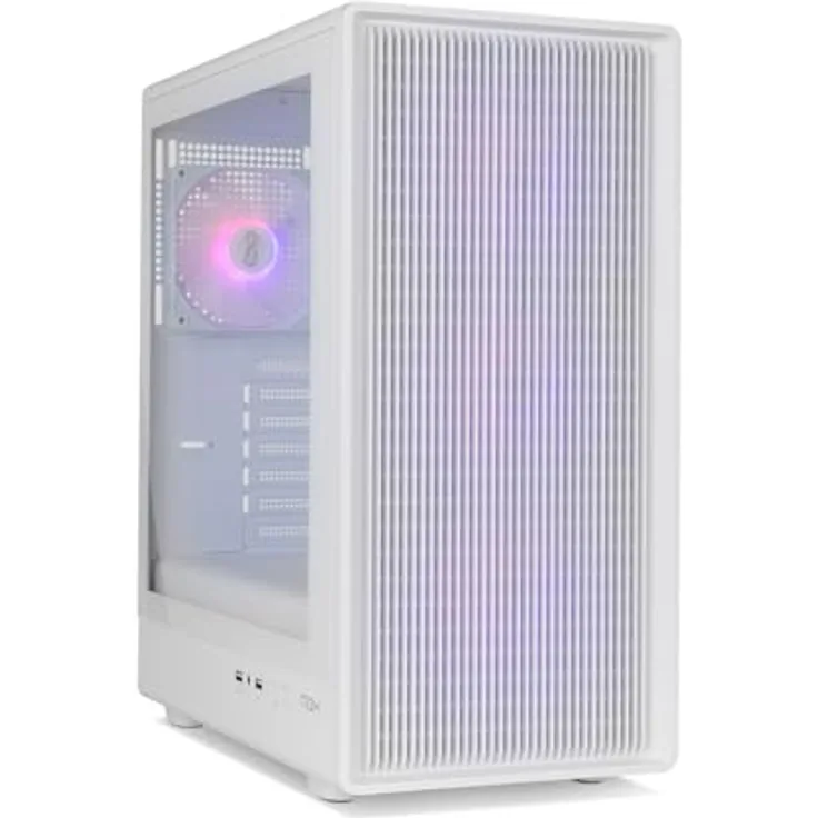 Nox Infinity IOTA, PC-Gehäuse in Weiss mit Mesh-Frontblende und 4 vorinstallierten 120-mm-Lüftern, ATX-kompatibel