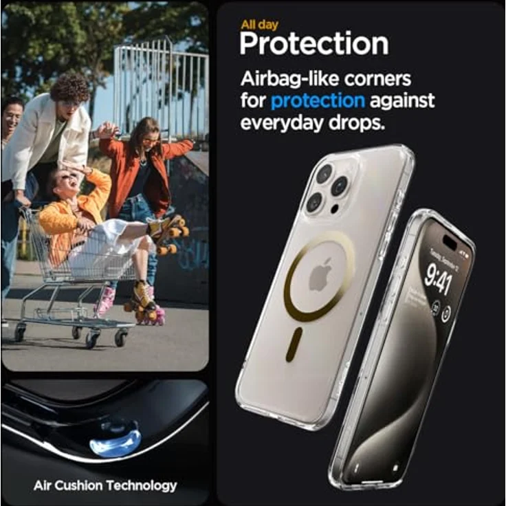 Spigen Ultra Hybrid MagFit Hülle [Anti-Yellowing] für iPhone 15 Pro -Gold – Bild 4