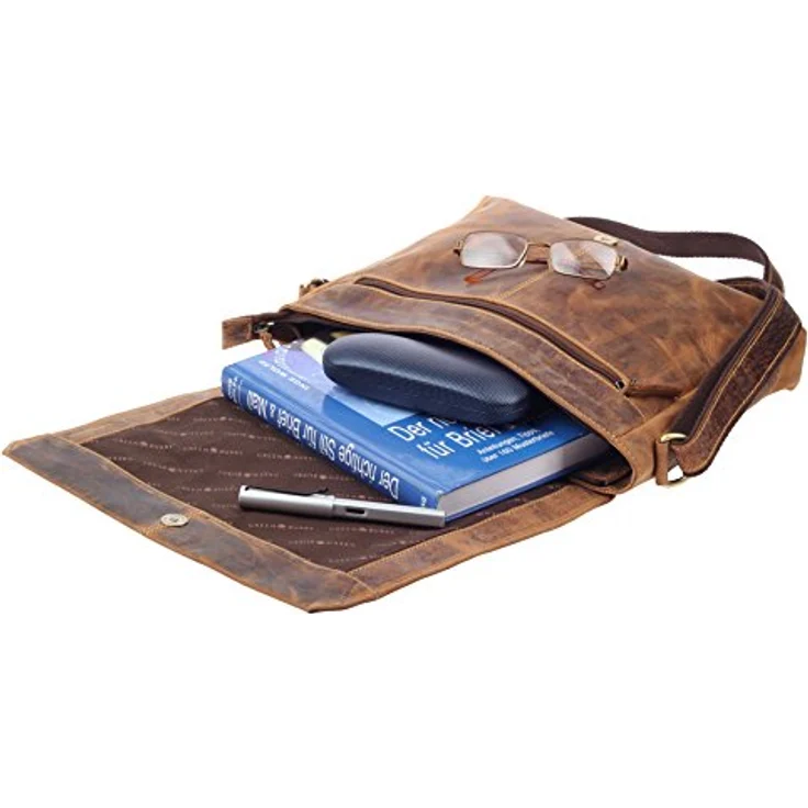 Greenburry Vintage Messenger Umhängetasche, 100% Leder, 33 cm, braun – Bild 4