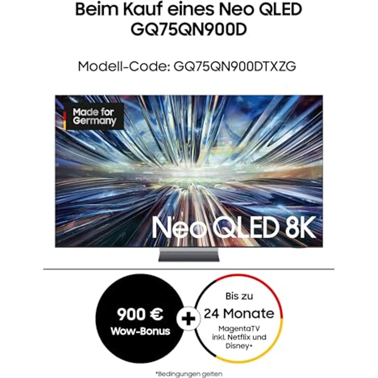 Samsung QLED 8K QN900D Fernseher 75 Zoll, Samsung TV mit Neo Quantum HDR 8K+, Neural Quantum 8K AI Gen3 Prozessor, 8K AI Upscaling, Smart TV, GQ75QN900DTXZG, Deutsches Modell [2024] – Bild 2