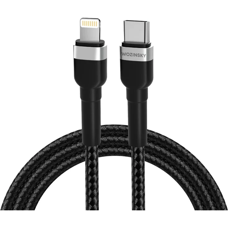Wozinsky WNBCL1 Lightning/USB-C Kabel, 30W PD, 1m, Schwarz - Hochgeschwindigkeits-Datenübertragung, langlebig und robust