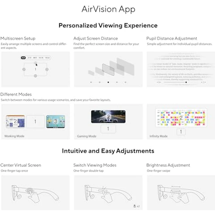 ASUS AirVision M1 Smart Glasses (100 Zoll Wearable Display, 1100 nits, 95 Prozent DCI-P3, für ROG Ally, Windows PC und Laptop, Blaulichtfilter, intelligente Brille) - Virtuelle Realität, transparent – Bild 5