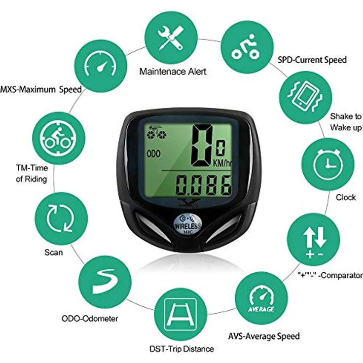 DINOKA Fahrradcomputer Digital, Kabelloser Wasserdichter Fahrradtacho mit Automatischem Aufwachen und LCD-Hintergrundbeleuchtung – Bild 2