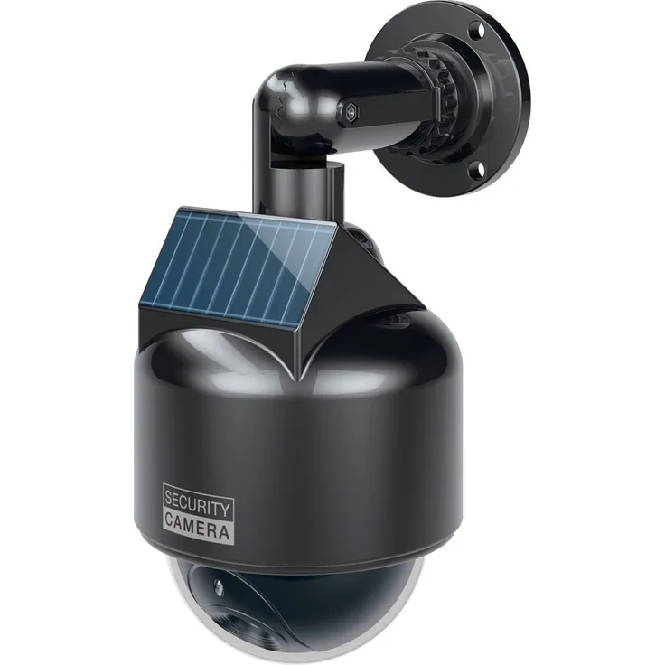 BASI - KA 312 - CCD Solar-Kamera-Attrappe - Überwachung - täuschend echte Nachbildung - mit rotem Blinklicht - IP23 - inkl. Befestigungsmaterial und aufklebbares Warnschild