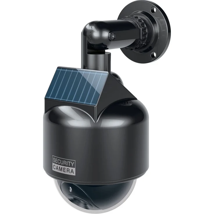 BASI - KA 312 - CCD Solar-Kamera-Attrappe - Überwachung - täuschend echte Nachbildung - mit rotem Blinklicht - IP23 - inkl. Befestigungsmaterial und aufklebbares Warnschild