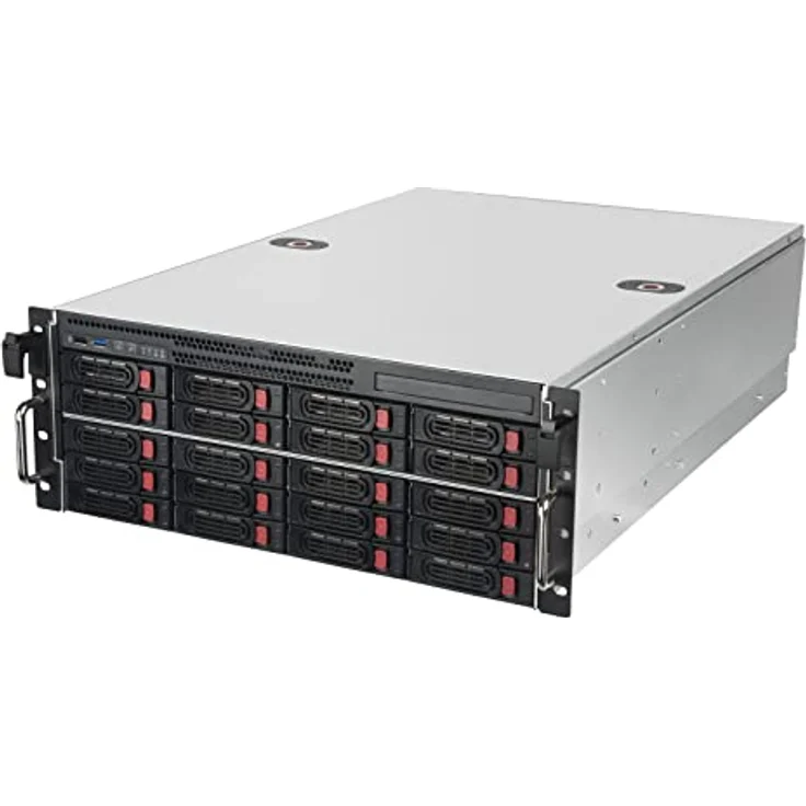 SilverStone SST-RM43-320-RS Rackmount Server, 4U Gehäuse für SSI-EEB-Mainboards, Platz für 20x 2,5 Zoll / 20x 3,5 Zoll Laufwerke, mit zwei vorinstallierten Lüftern – Bild 1